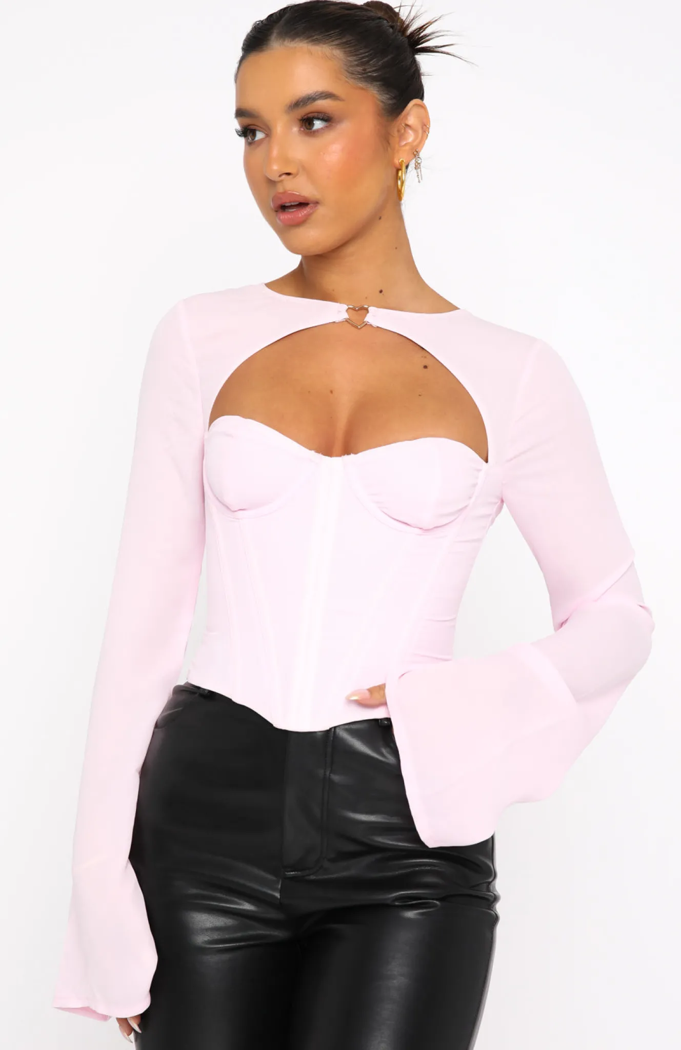 Shirts & Blouses | White Fox Boutique Meet Me Out Long Sleeve Bustier Baby pink