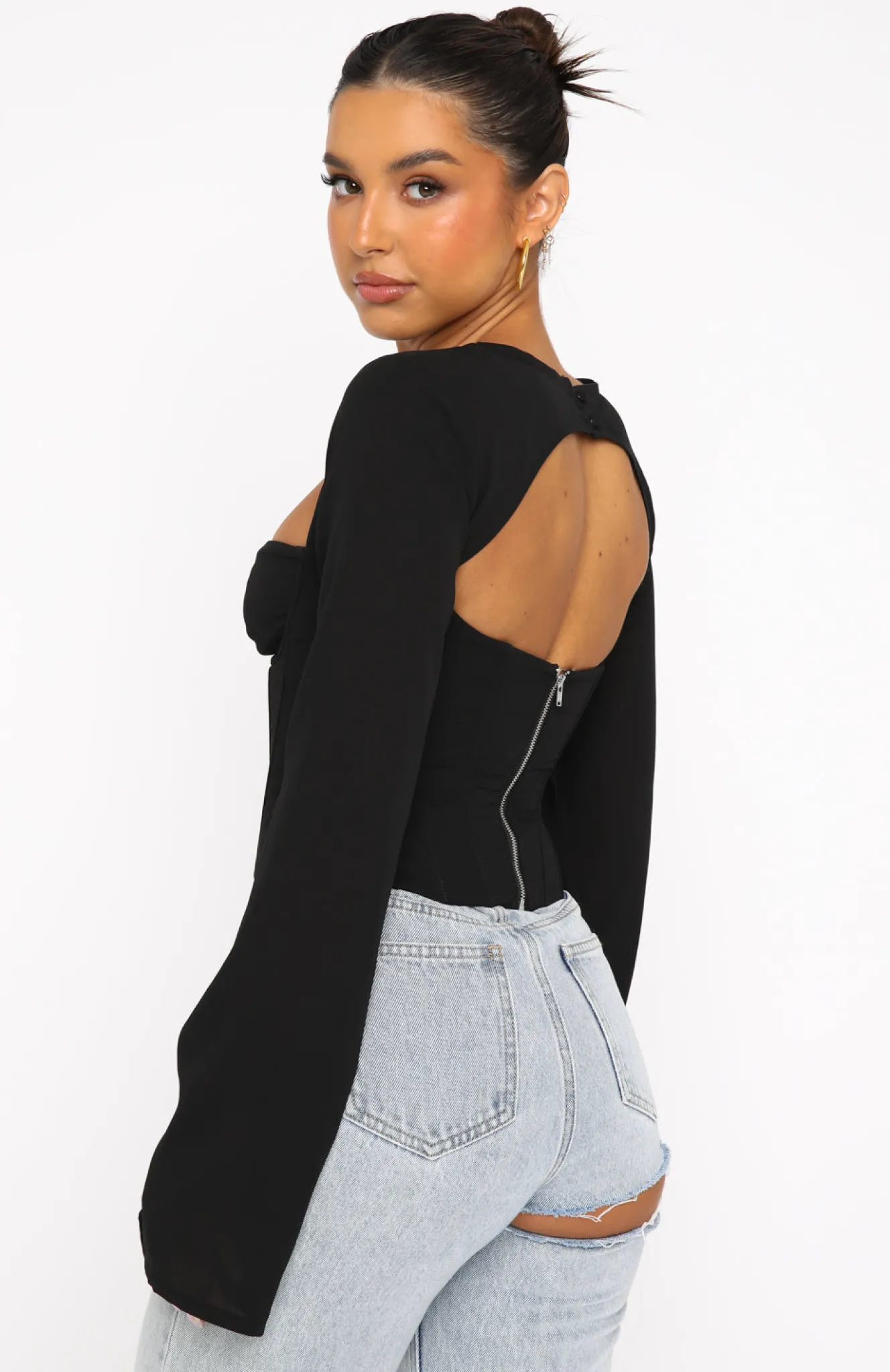 Shirts & Blouses | White Fox Boutique Meet Me Out Long Sleeve Bustier black