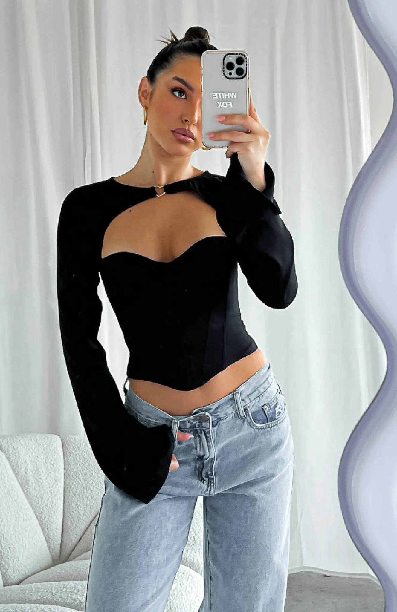 Shirts & Blouses | White Fox Boutique Meet Me Out Long Sleeve Bustier black