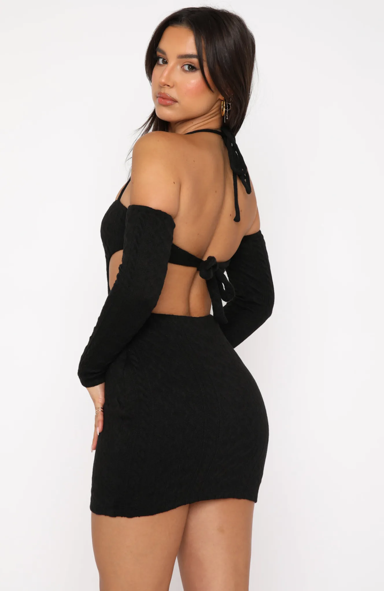 Long Sleeve Dresses | White Fox Boutique Meet My Needs Knit Mini Dress black