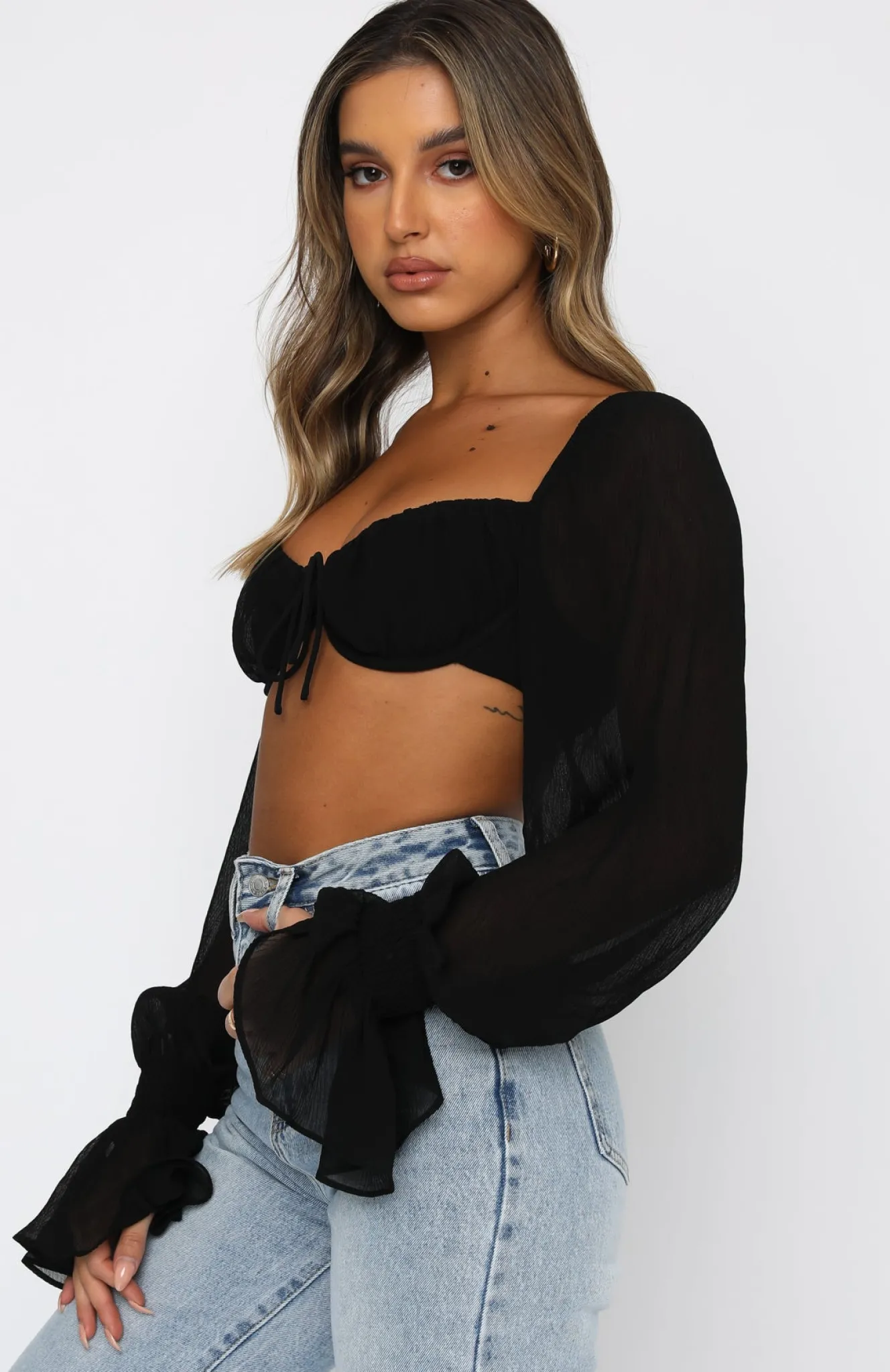 Shirts & Blouses | White Fox Boutique Memorable Moment Long Sleeve Crop black