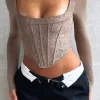 Shirts & Blouses | White Fox Boutique Met In The South Long Sleeve Lace Bustier Mocha brown