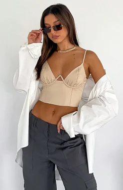 Shirts & Blouses | White Fox Boutique Midnight Oasis Bustier Oatmeal nude