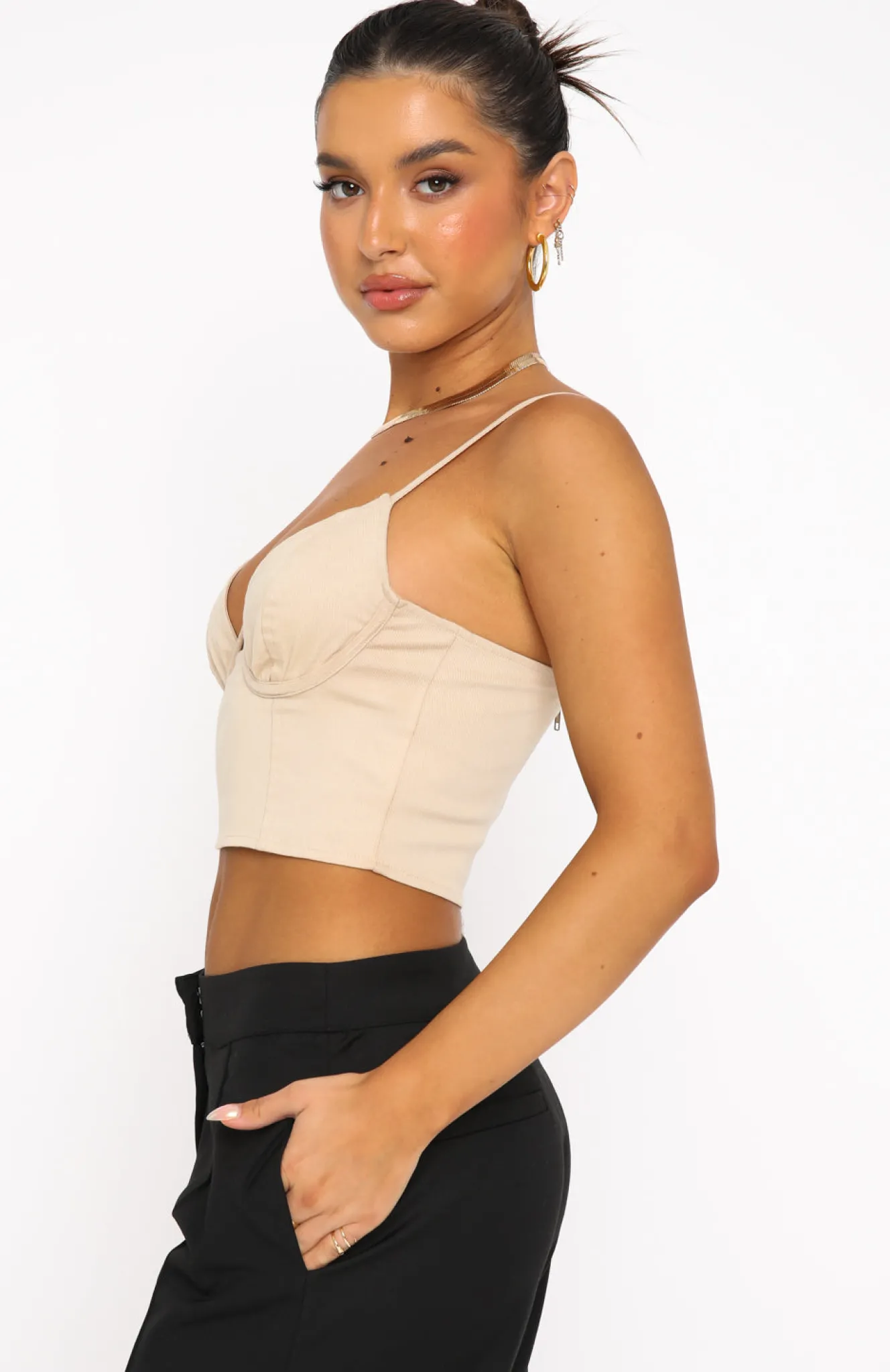 Shirts & Blouses | White Fox Boutique Midnight Oasis Bustier Oatmeal nude