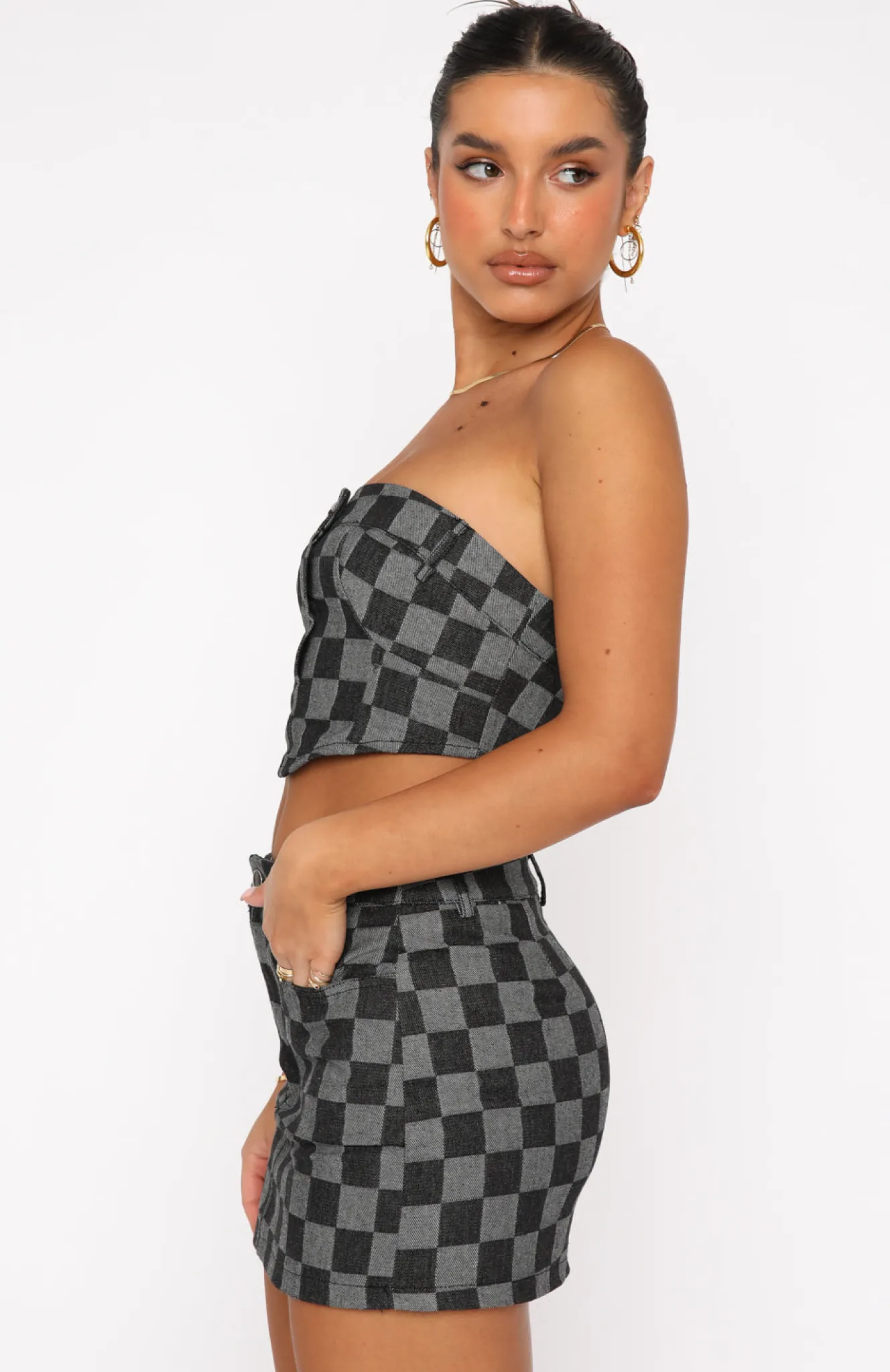 Shirts & Blouses | White Fox Boutique Mind Of My Own Crop Check black