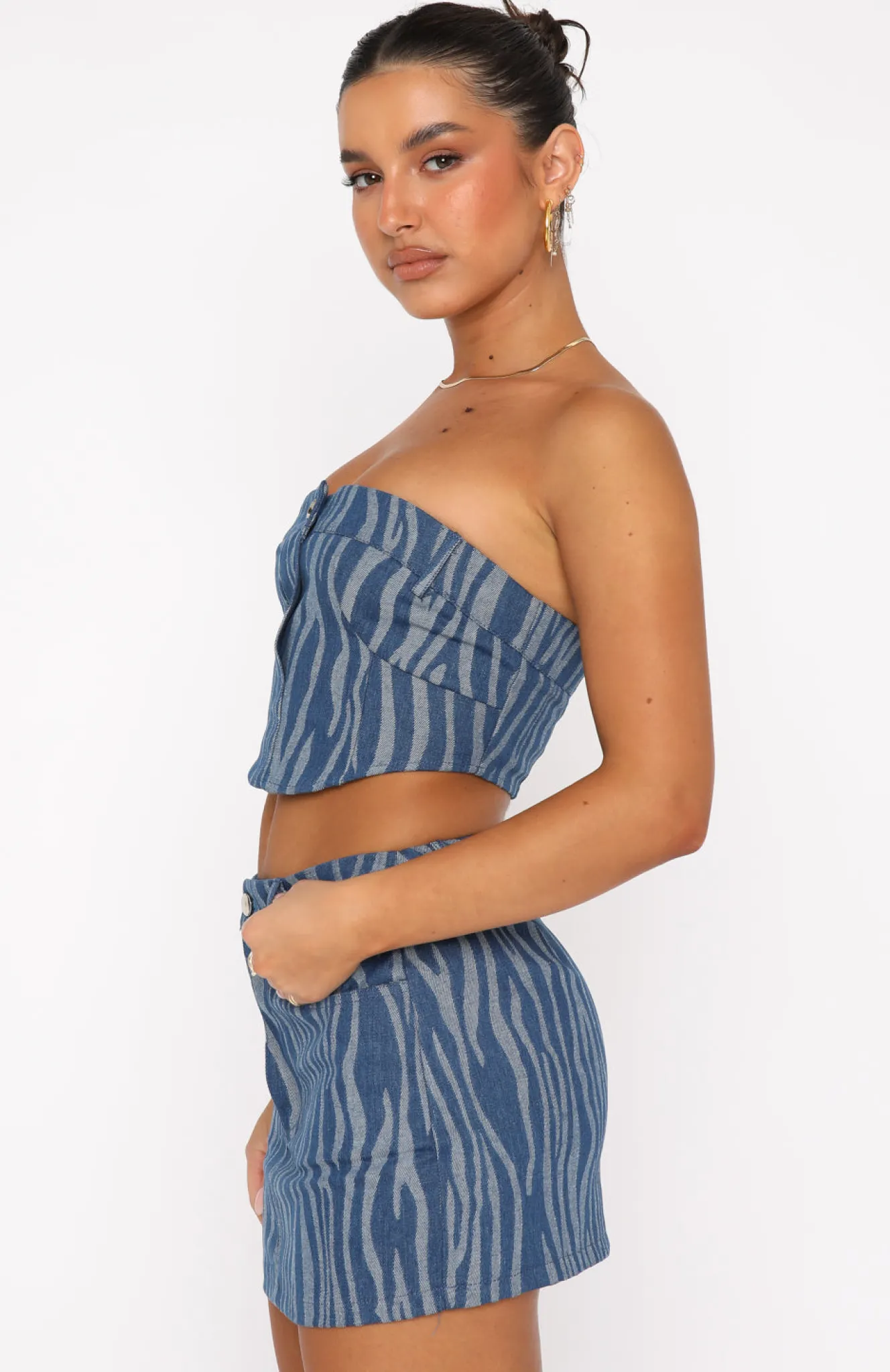 Shirts & Blouses | White Fox Boutique Mind Of My Own Crop Zebra blue