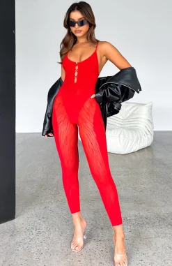 Restocked | White Fox Boutique Mood Swings Jumpsuit red
