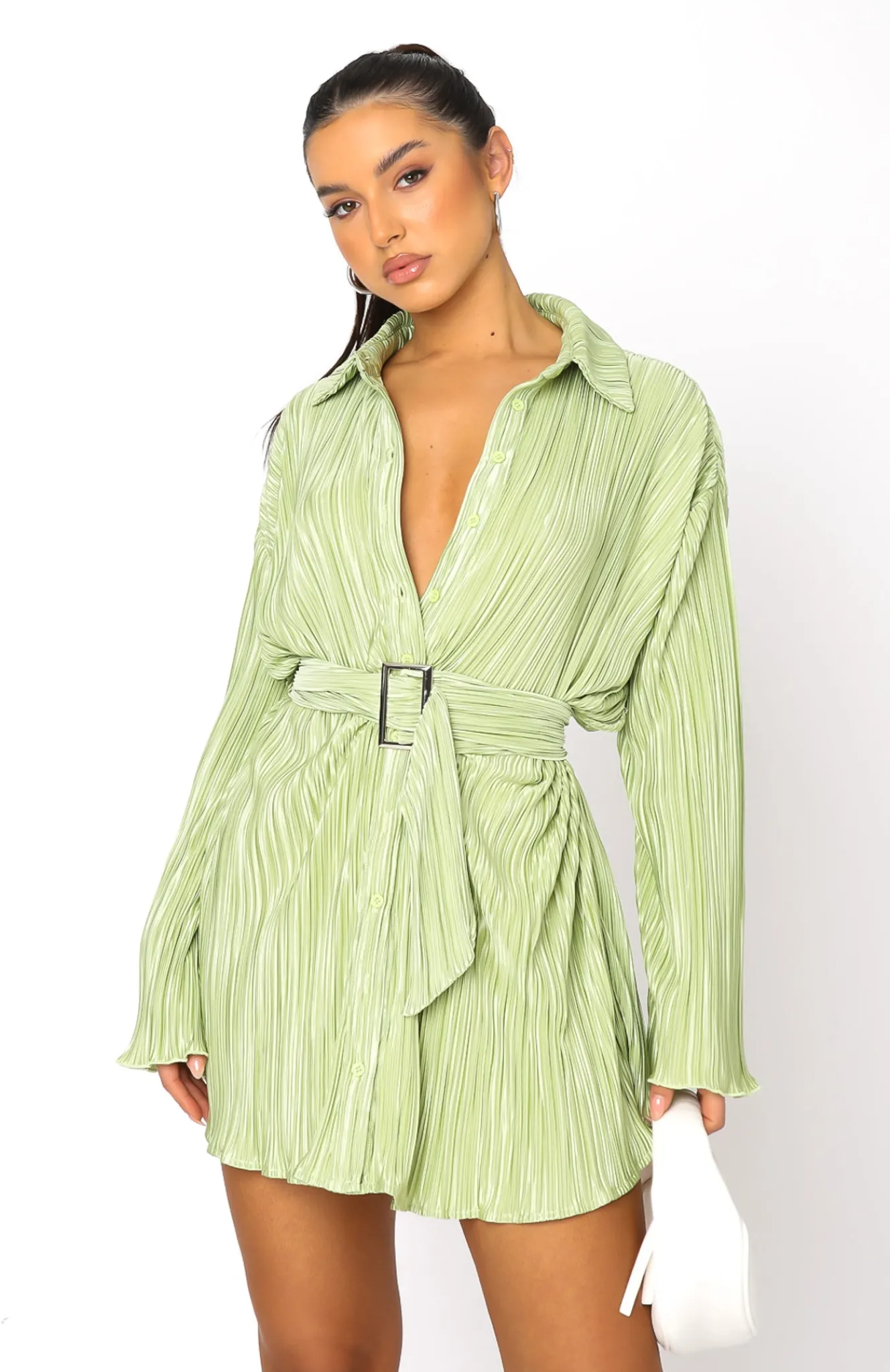 Restocked | White Fox Boutique More About Me Mini Dress Pistachio green