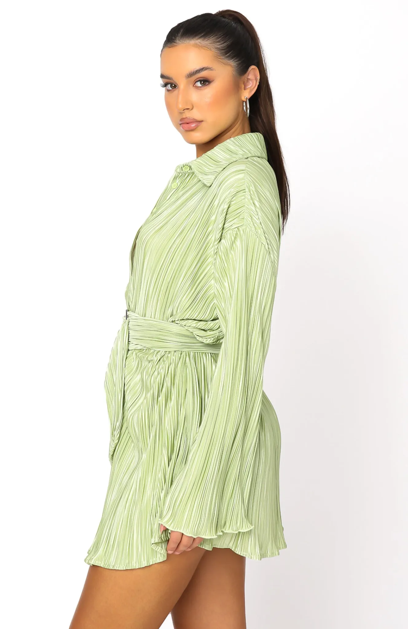 Restocked | White Fox Boutique More About Me Mini Dress Pistachio green