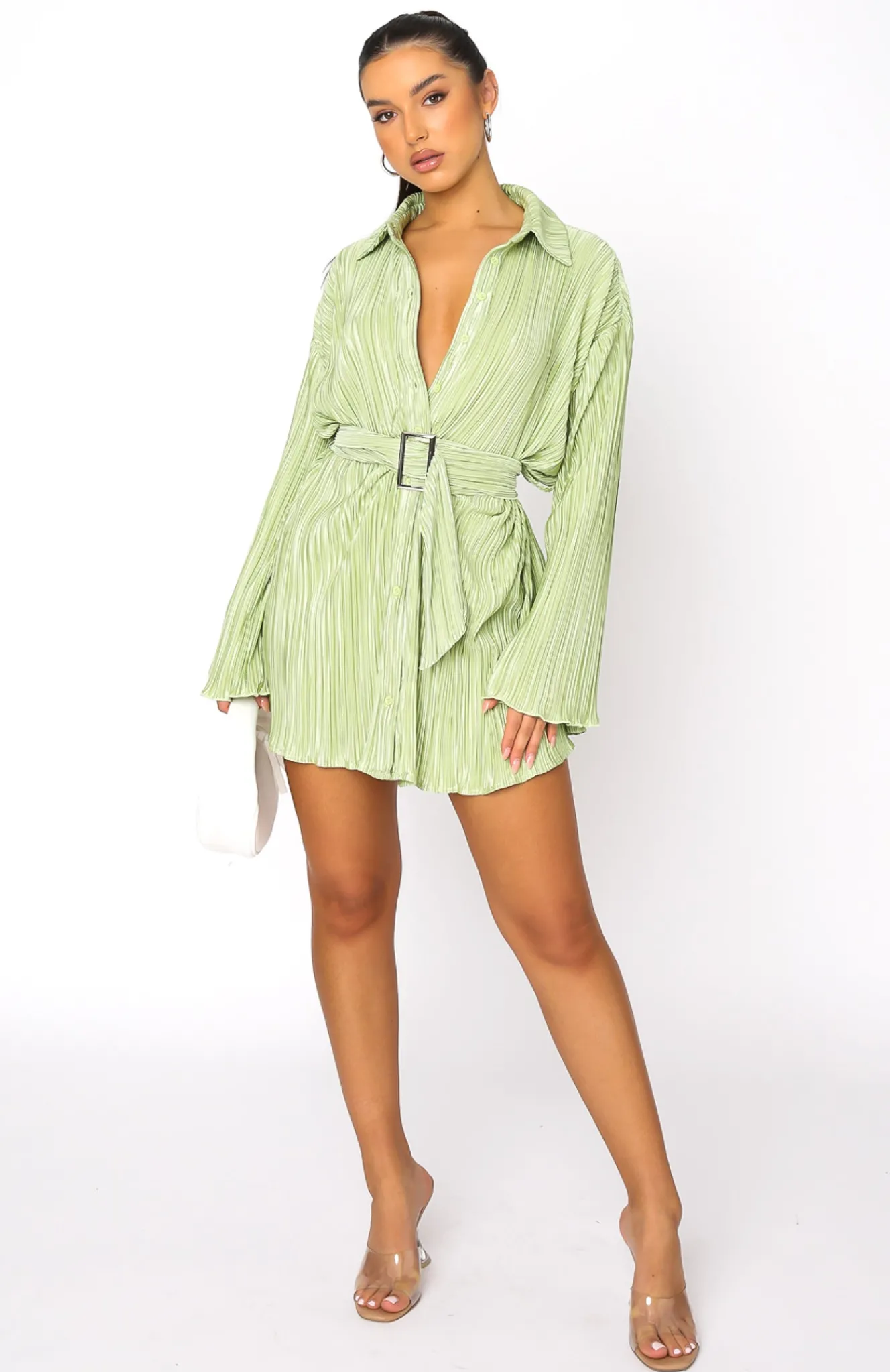 Restocked | White Fox Boutique More About Me Mini Dress Pistachio green