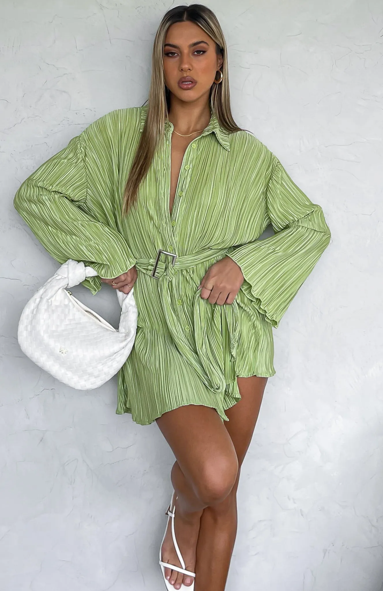 Restocked | White Fox Boutique More About Me Mini Dress Pistachio green