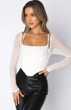 Shirts & Blouses | White Fox Boutique More Than Basic Long Sleeve Bustier white