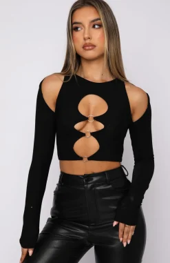 Shirts & Blouses | White Fox Boutique My Only Vice Long Sleeve Crop black