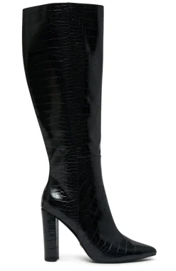 Boots | White Fox Boutique Naomi Knee High Boots Croc black