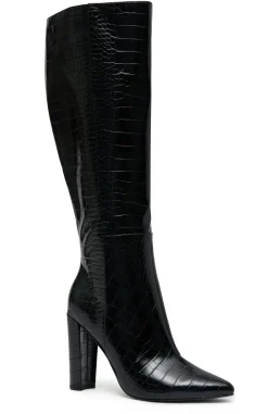 Boots | White Fox Boutique Naomi Knee High Boots Croc black
