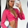 Shirts & Blouses | White Fox Boutique New Times Long Sleeve Crop Hot pink