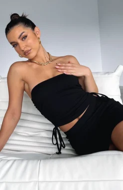 Shirts & Blouses | White Fox Boutique New You Ribbed Strapless Crop black