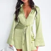 Long Sleeve Dresses | White Fox Boutique Night Out Long Sleeve Mini Dress Matcha green