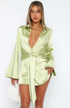 Long Sleeve Dresses | White Fox Boutique Night Out Long Sleeve Mini Dress Matcha green