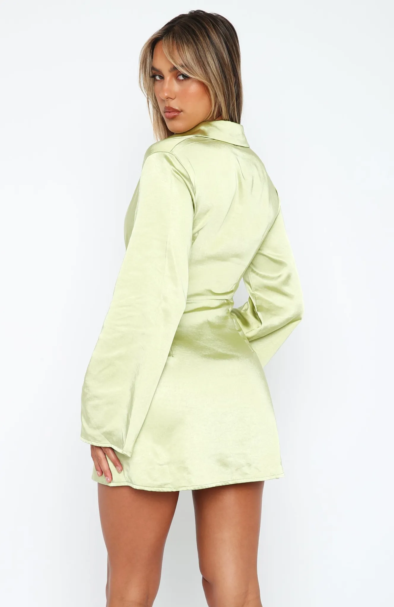 Long Sleeve Dresses | White Fox Boutique Night Out Long Sleeve Mini Dress Matcha green