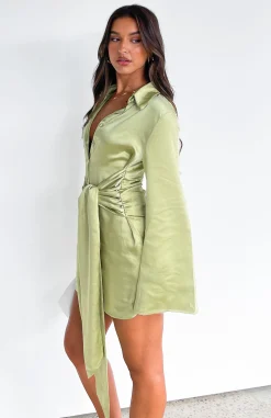 Long Sleeve Dresses | White Fox Boutique Night Out Long Sleeve Mini Dress Matcha green
