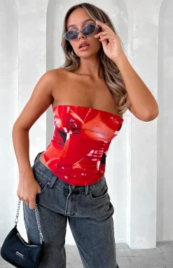 Shirts & Blouses | White Fox Boutique No Drama Bustier Cherry red