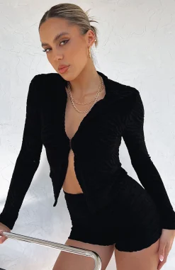 Shirts & Blouses | White Fox Boutique No Matter What Long Sleeve Terry Top black