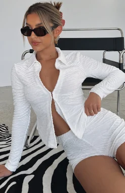 Shirts & Blouses | White Fox Boutique No Matter What Long Sleeve Terry Top white