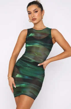 Restocked | White Fox Boutique No Rules Mini Dress Distortion green