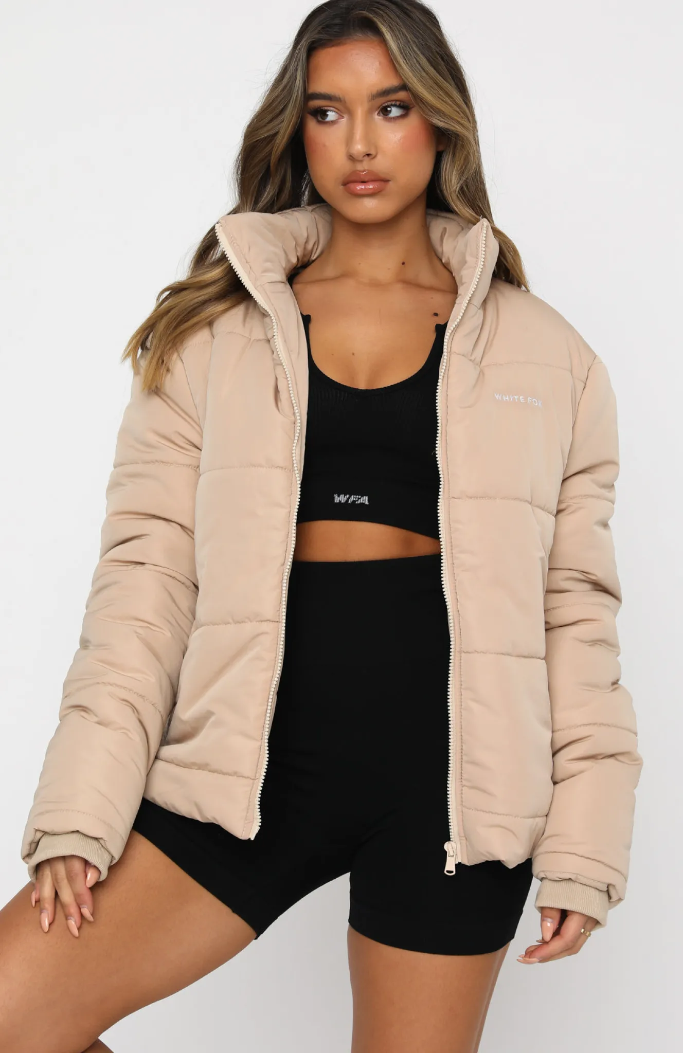 Jackets & Blazers | White Fox Boutique Not Giving In Puffer Jacket Sand nude