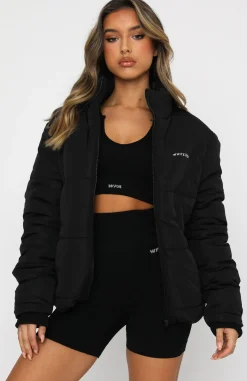 Jackets & Blazers | White Fox Boutique Not Giving In Puffer Jacket black