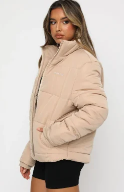 Jackets & Blazers | White Fox Boutique Not Giving In Puffer Jacket Sand nude