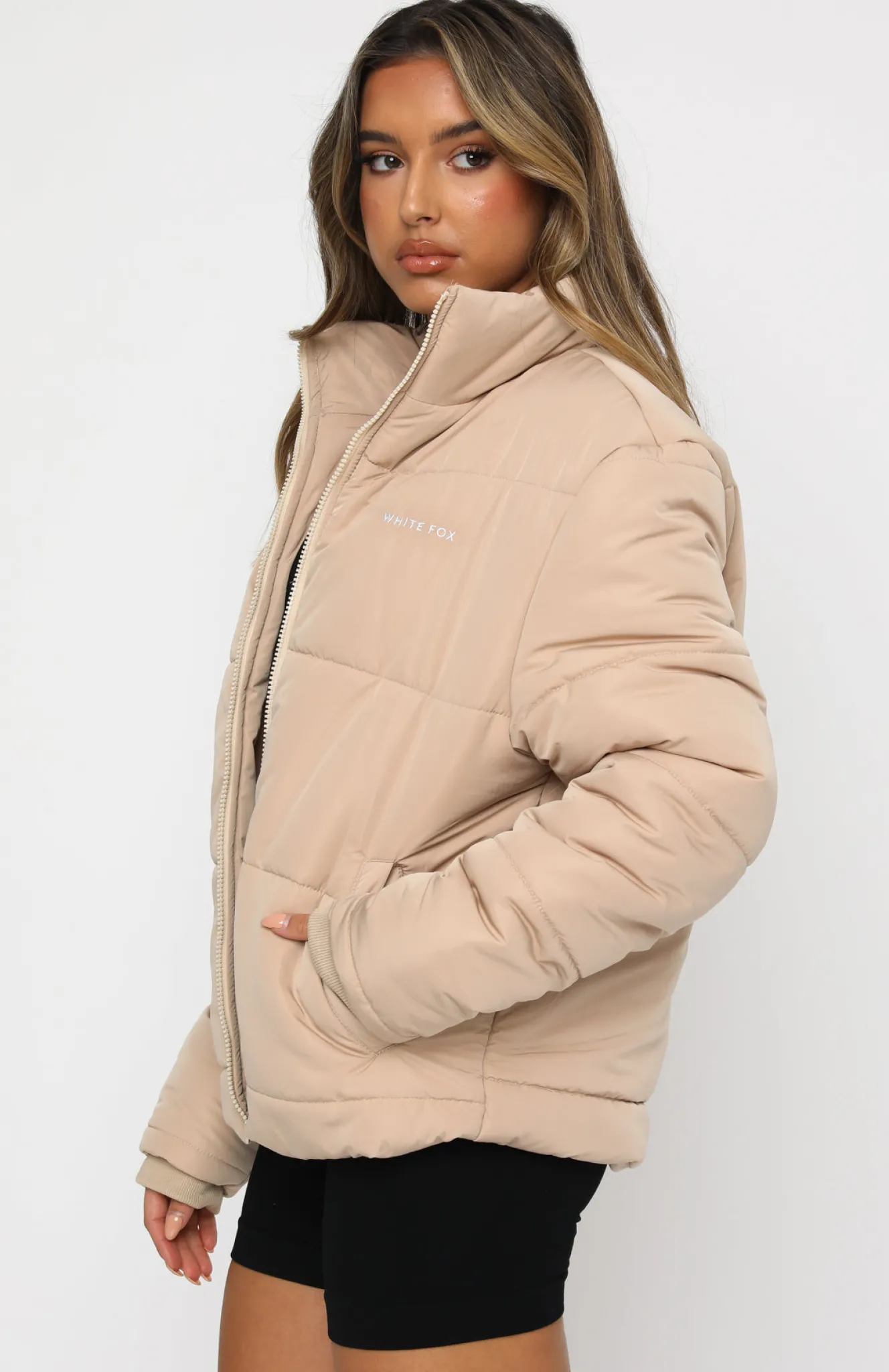 Jackets & Blazers | White Fox Boutique Not Giving In Puffer Jacket Sand nude
