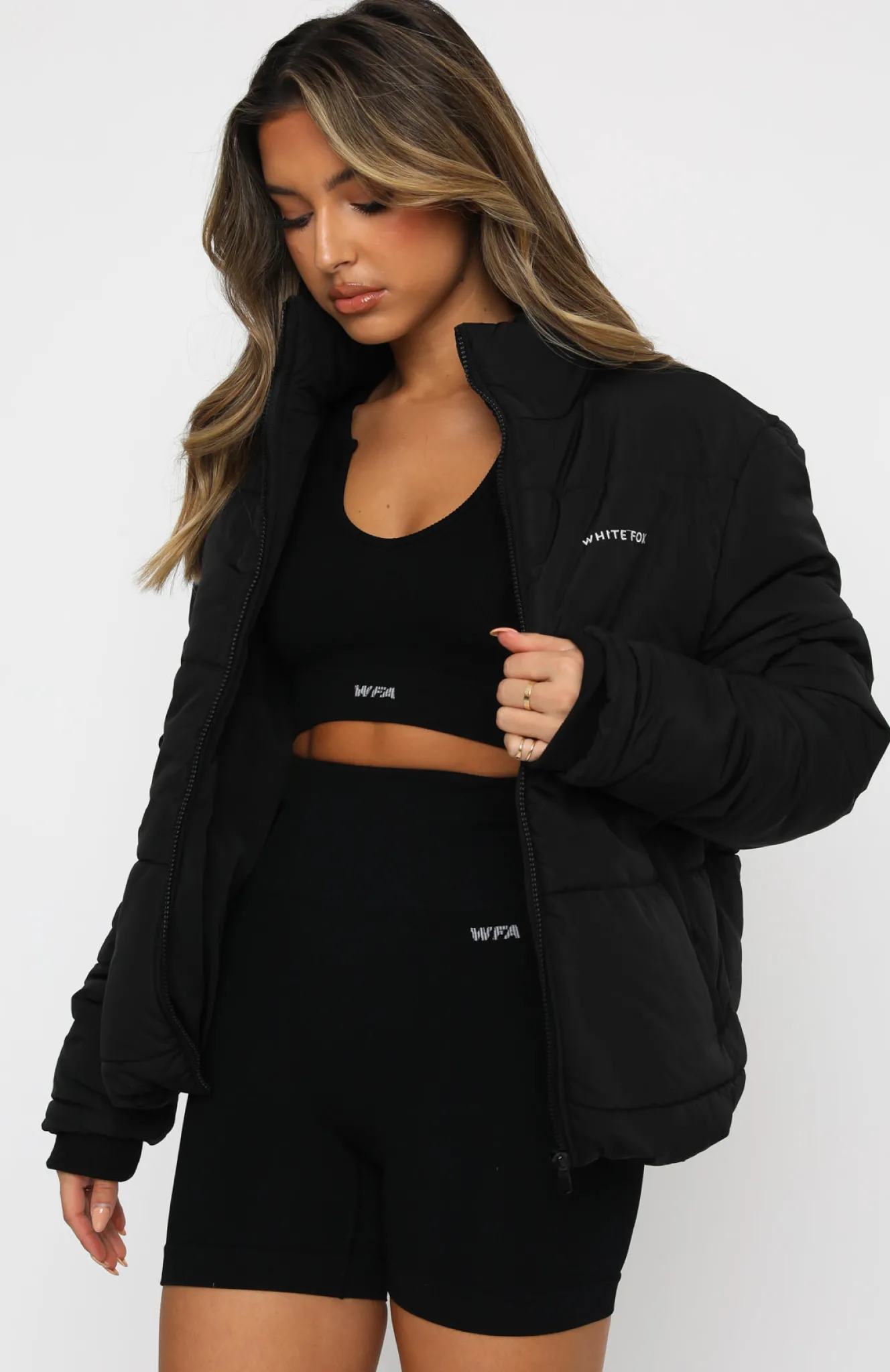 Jackets & Blazers | White Fox Boutique Not Giving In Puffer Jacket black