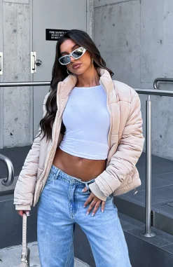 Jackets & Blazers | White Fox Boutique Not Giving In Puffer Jacket Sand nude