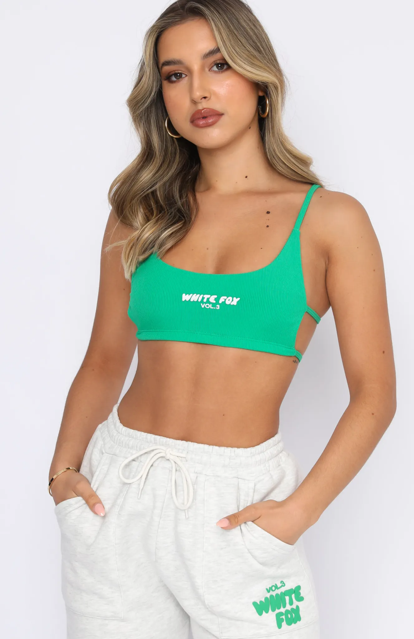 Shirts & Blouses | White Fox Boutique Offstage Ribbed Crop Amazon green