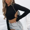 Shirts & Blouses | White Fox Boutique On My Way Long Sleeve Crop black