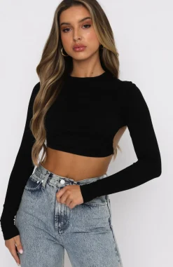 Shirts & Blouses | White Fox Boutique On My Way Long Sleeve Crop black