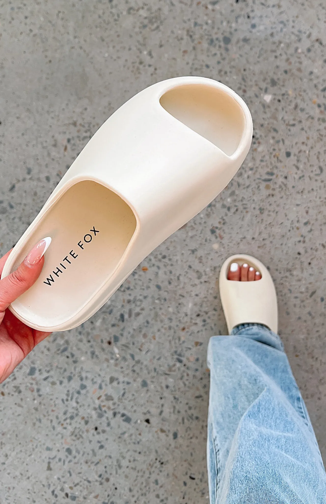Restocked | White Fox Boutique On The Edge Slides Off white