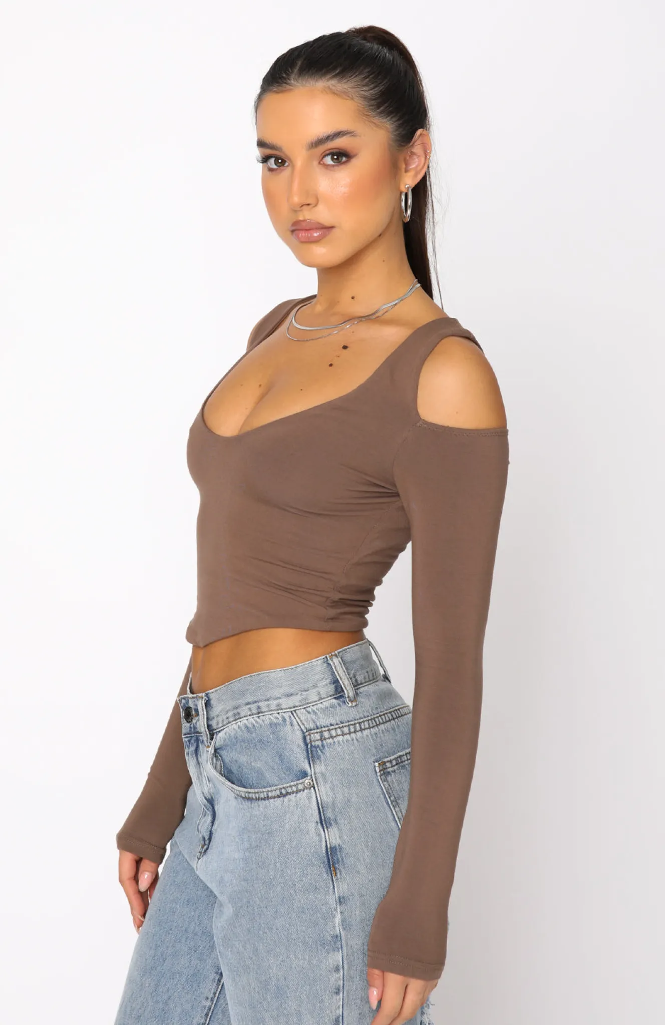 Shirts & Blouses | White Fox Boutique On Time Long Sleeve Crop Mocha brown