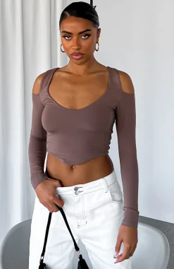 Shirts & Blouses | White Fox Boutique On Time Long Sleeve Crop Mocha brown