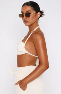 Shirts & Blouses | White Fox Boutique Once Again Terry Crop Cream nude