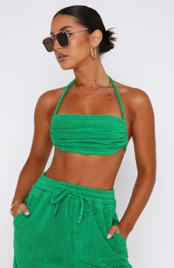 Shirts & Blouses | White Fox Boutique Once Again Terry Crop green