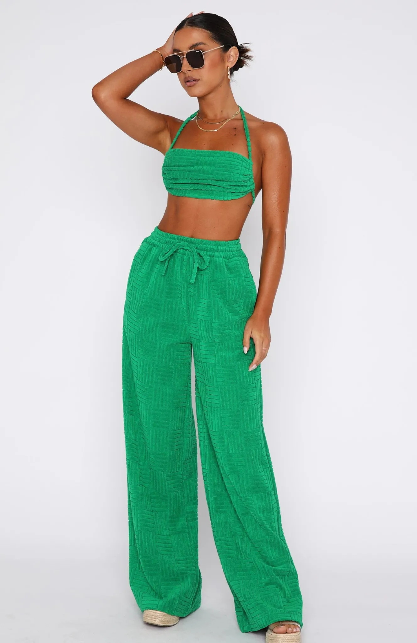 Shirts & Blouses | White Fox Boutique Once Again Terry Crop green