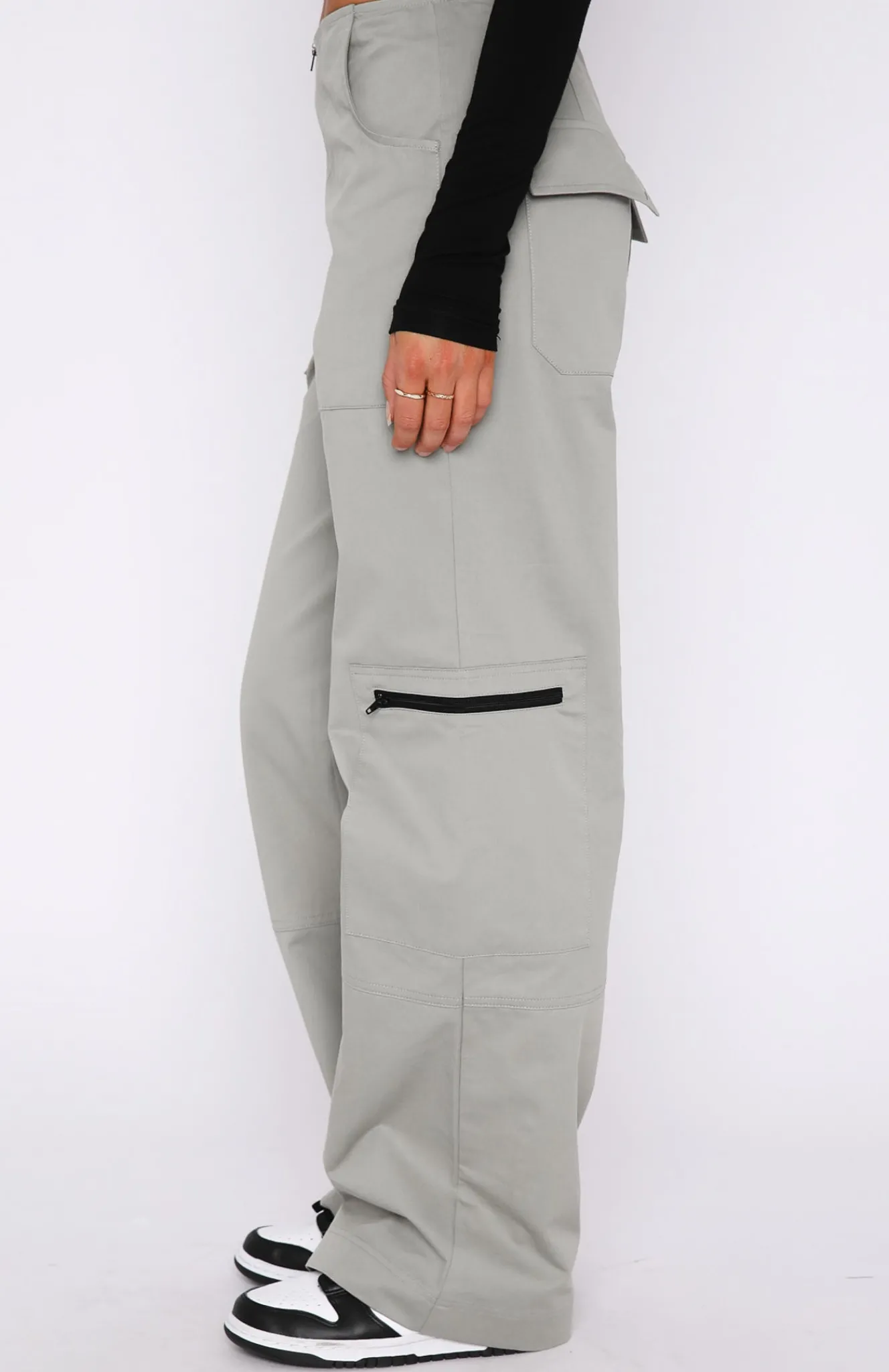 Pants | White Fox Boutique One Sided Cargo Pants Charcoal grey