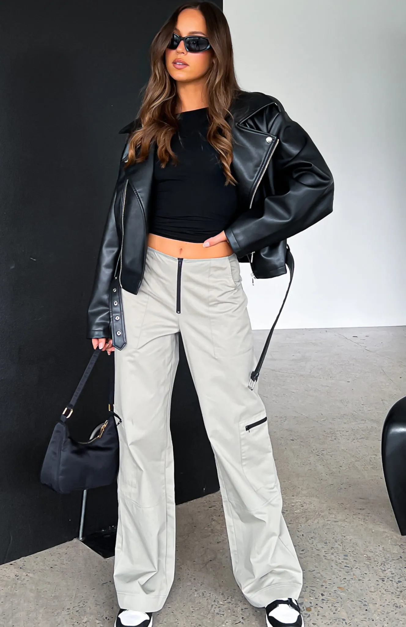 Pants | White Fox Boutique One Sided Cargo Pants Charcoal grey