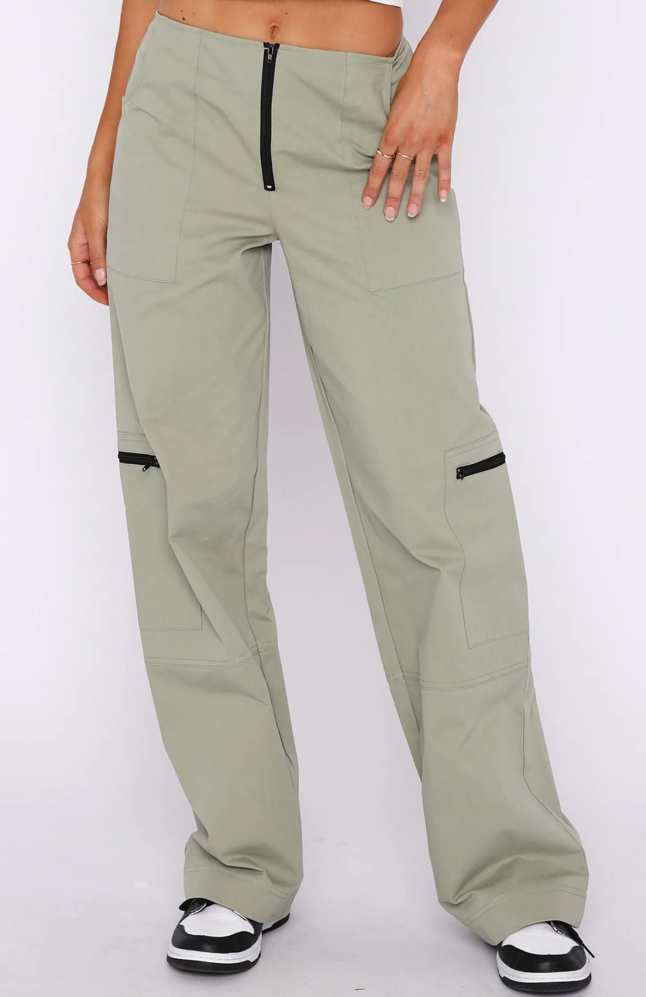 Pants | White Fox Boutique One Sided Cargo Pants Khaki green