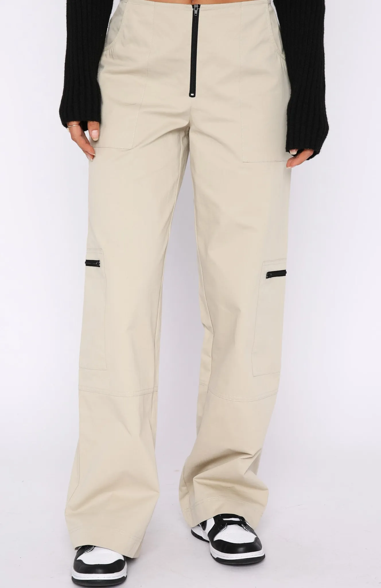 Pants | White Fox Boutique One Sided Cargo Pants Taupe nude