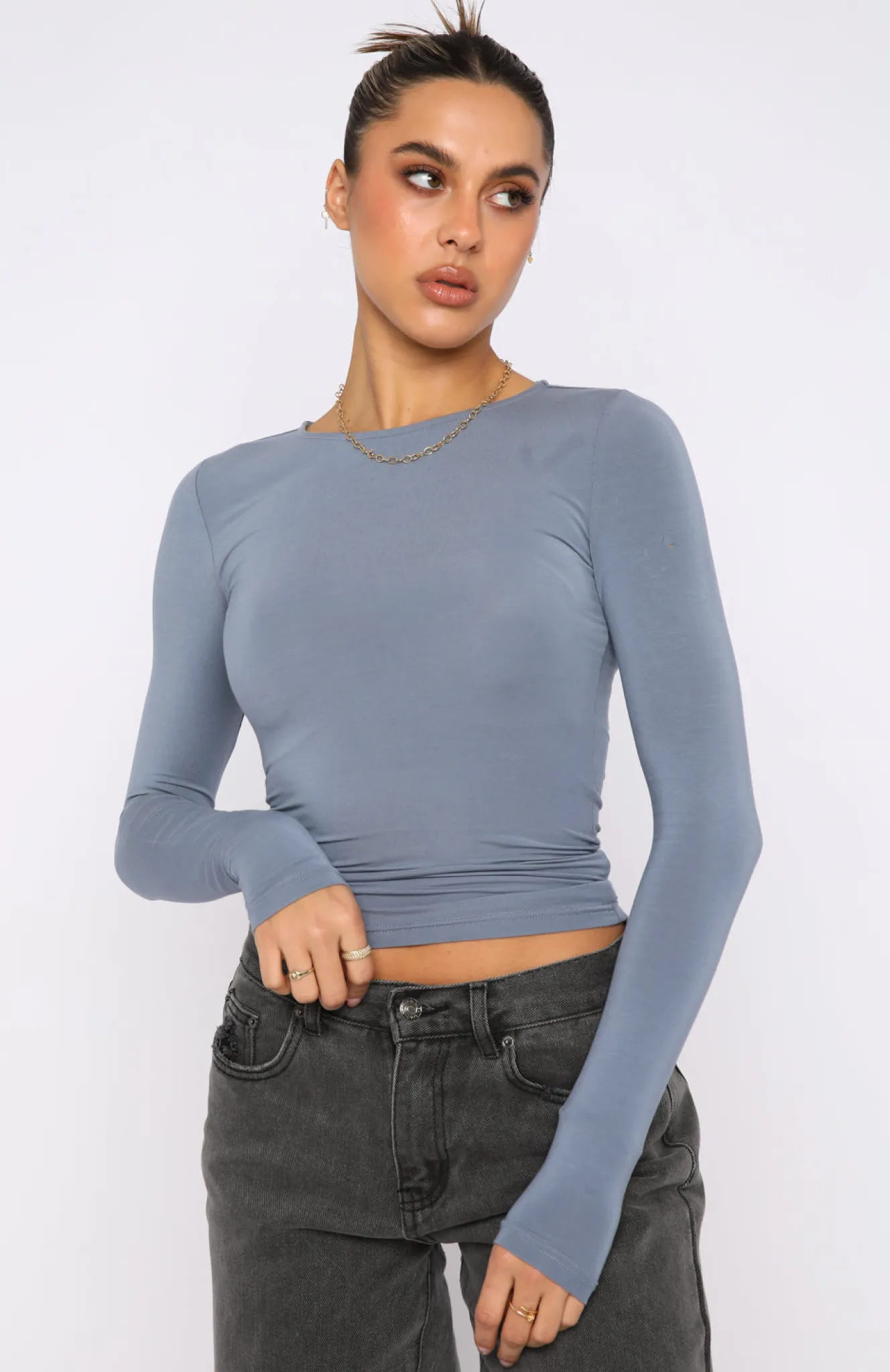 Shirts & Blouses | White Fox Boutique Only For Tonight Long Sleeve Top Steel blue