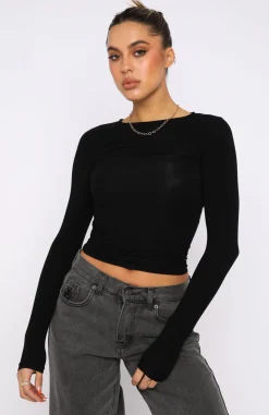 Restocked | White Fox Boutique Only For Tonight Long Sleeve Top black